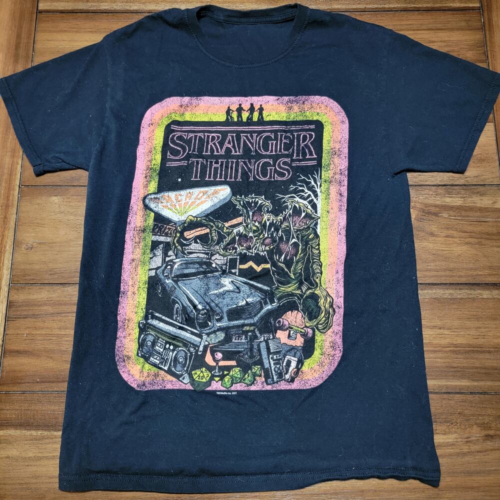 Stranger Things Black Unisex Tee 80's Things - Size Small